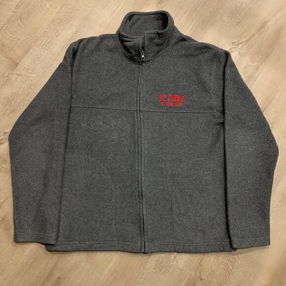St Johns University Red Storm Fleece Jacket Full Zip Men’s Medium M Gray SJU - Picture 1 of 7